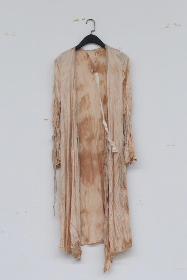 elapsing High degree of hand-dyed pleated side tie cardigan dress series ELP-Z-6876-RANFEN dyed pink